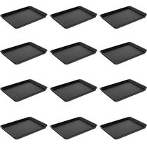 Kit 12 Bandejas Plásticas Servir Coza 32x23cm Preto Restaurante A4 Fast Food Lanchonete Bar