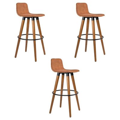 Kit 3 Banquetas Altas Luxo Aço Preto Linho Terracota Preto