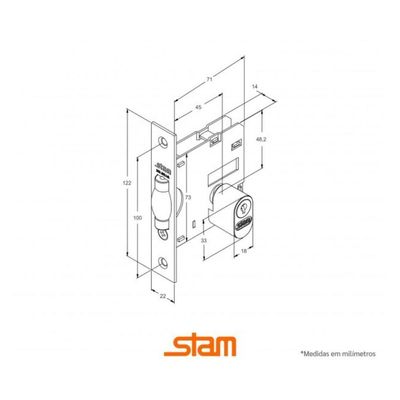 Fechadura Pivotante 1005 Redonda Inox - Stam Quadrado
