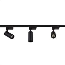 Trilho Eletrificado De Led Blumenau Com 3 Spots Preto Bivolt 6500k Frio