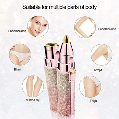 Máquina De Barbear Com Batom +caneta Nv Feminino Mini Depilador De Sobrancelha Elétrica 2 Em 1