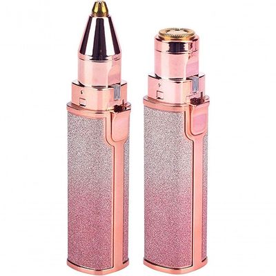 Máquina De Barbear Com Batom +caneta Nv Feminino Mini Depilador De Sobrancelha Elétrica 2 Em 1