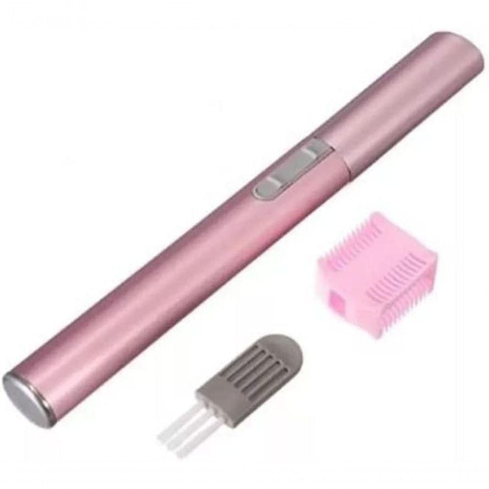 Depilador Aparador Feminino Facial Pelos Sobrancelhas Nariz Caneta Rosa