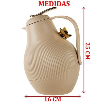 Garrafa Térmica De Mesa Daphne Nude Bege Café Chá Leite 1l