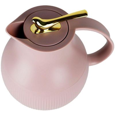 Garrafa Térmica Mesa Pássaro Dourado Rosa Pink Café Leite 1l