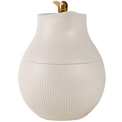 Garrafa Térmica De Mesa Pássaro Dourado Branco Leite Chá 1l