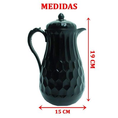 Garrafa Térmica Preta Elegante Vintage Café Bulé Chá 1l