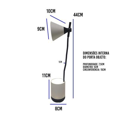 Luminaria De Mesa Touch Led Flexivel Porta Objetos Abajur
