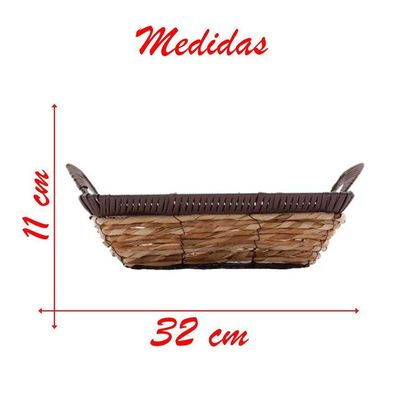 Cesto Multiuso Porta Frutas Palha Fruteira Com Alça 32cm