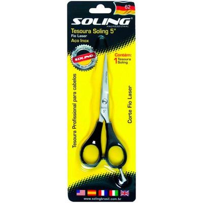 Tesoura Profissional Soling Fio Laser Prata 5.0 Polegadas