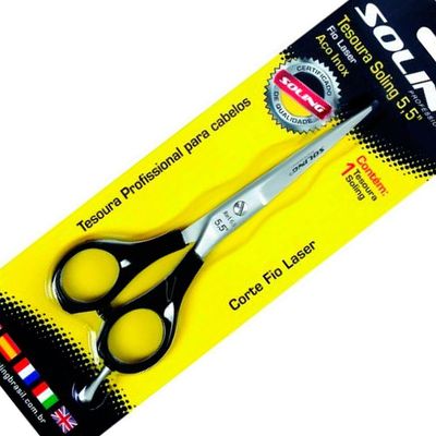 Tesoura Profissional Soling Fio Laser Prata 5.5 Polegadas