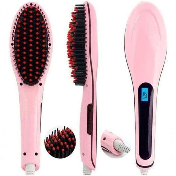 Escova Alisadora Elétrica - Bivolt Rosa Bivolt