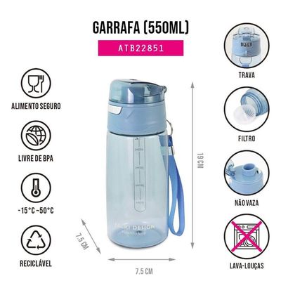 Garrafa 500ml Jacki Design - Joy Azul