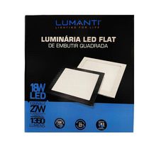 Painel Flat Led 18w Embutir Preto Branco 6500k