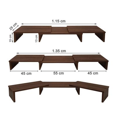 Suporte De Mesa Base Elevada Ajustável 3 Monitores Gamer Notebook Madeira Versati