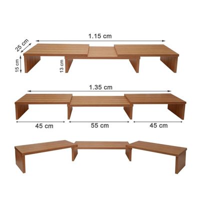 Suporte De Mesa Base Elevada Ajustável 3 Monitores Gamer Notebook Madeira Natural