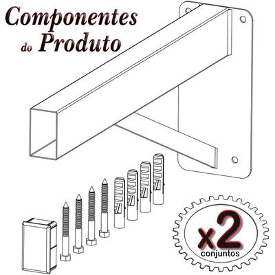 2 Suportes Pia Parafusar Bancada Aparador 60 Cm - Branco