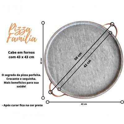 Forma De Pedra Sabão Para Pizza 42 Cm Alças De Cobre