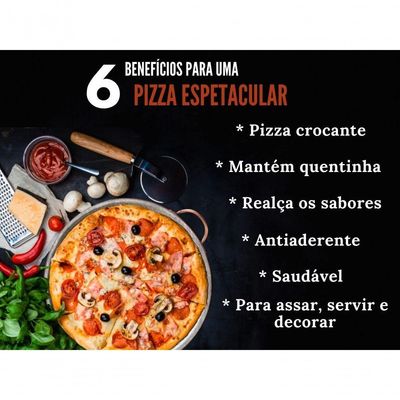 Forma De Pedra Sabão Para Pizza 42 Cm Alças De Cobre