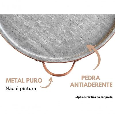 Forma De Pedra Sabão Para Pizza 42 Cm Alças De Cobre