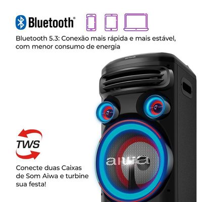 Caixa De Som Aiwa Torre Bluetooth 2300w Aws-t2w-02 Preto Bivolt