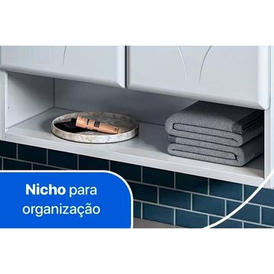 Armário c/ Balcão Banheiro Espelho Rubi 2 Portas Branco - Telasul