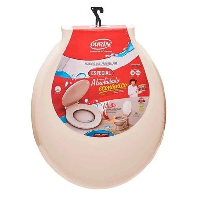 Assento Sanitario Almofadado Economico Oval Bege - Durin