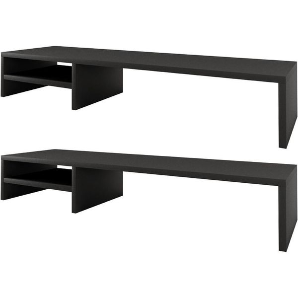 Kit 02 Suportes Para Monitor Stand Home Office Lap 90 Cm L03 Preto - Lyam