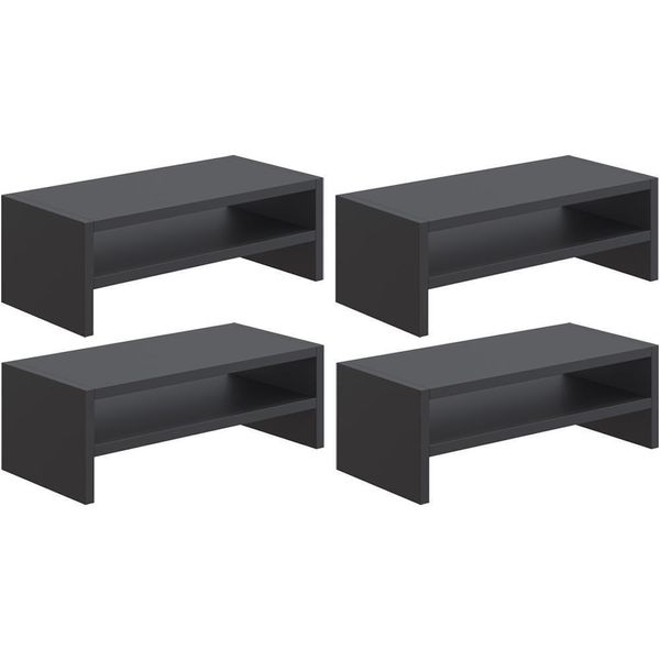 Kit 04 Suportes Para Monitor Stand Home Office Lap 63 Cm L03 Preto - Lyam
