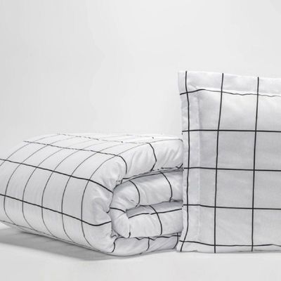 Cobre Leito Solteiro Lines Micropercal 180 Fios 2 Peças - Branco