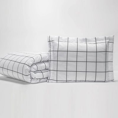 Cobre Leito Solteiro Lines Micropercal 180 Fios 2 Peças - Branco