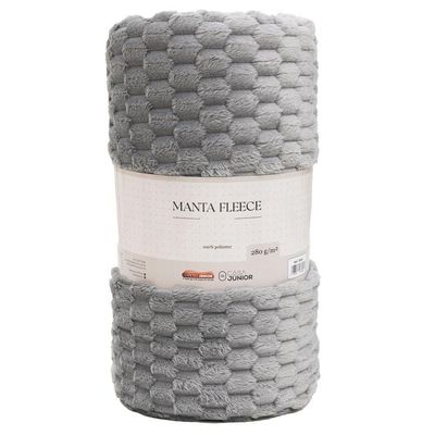 Manta Microfibra Fleece 280g-m² Cs Júnior Cinza - Queen