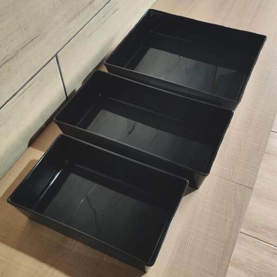 Kit 5 Travessas Retangulares 2,2L Pretas Salada Sobremesa Petisco Cozinha Restaurantes Coza