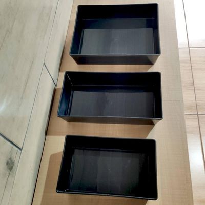Kit 5 Travessas Retangulares 2,2L Pretas Salada Sobremesa Petisco Cozinha Restaurantes Coza