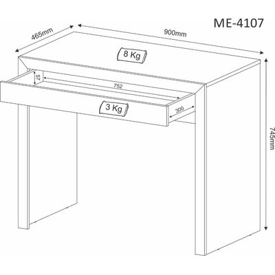 Mesa Escrivaninha para Escritório 90x46,5x74,5cm com 1 Gaveta Nogal ME4107 Tecnomobili