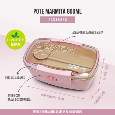 Pote Marmita Ecológica Com Divisória 800ml Jacki Design Verde
