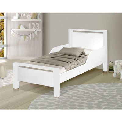 Mini Cama Infantil Branca Com Colchão Branco