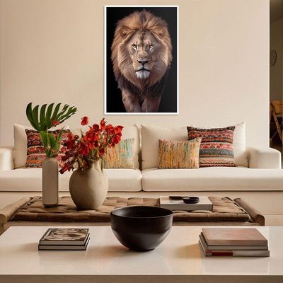 Quadro Decorativo Leão Judá Moldura Cx Alta 40x60 Titulo Moldura Branca