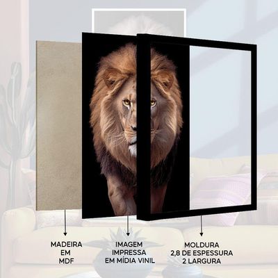 Quadro Decorativo Leão Judá Moldura Cx Alta 40x60 Titulo Moldura Preta