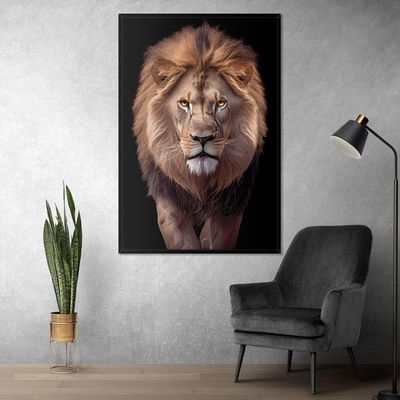 Quadro Decorativo Leão Judá Moldura Cx Alta 40x60 Titulo Moldura Preta