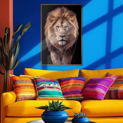 Quadro Decorativo Leão Judá Moldura Cx Alta 40x60 Titulo Moldura Madeira