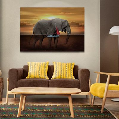 Quadro Decorativo Elefante Aquático Pequeno 60x40
