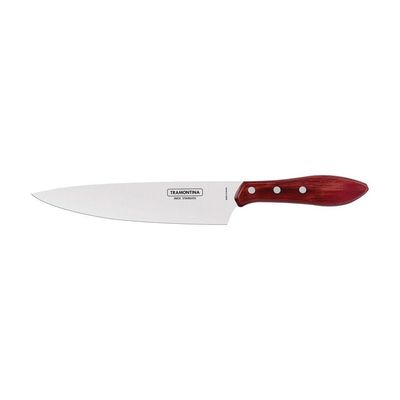 Faca Tramontina Para Carne 8" Em Aço Inox E Cabo Vermelho Polywood Tramontina