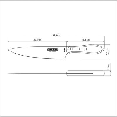 Faca Tramontina Para Carne 8" Em Aço Inox E Cabo Vermelho Polywood Tramontina