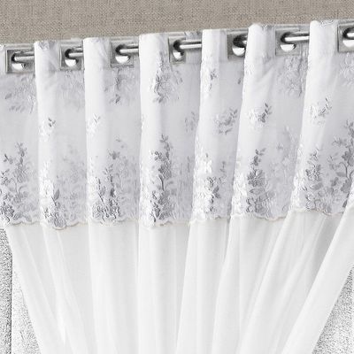 Cortina Nobreza Luxo Amassada E Voal 2,00 X 1,70 Branco