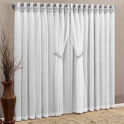 Cortina Grécia 3 Mts Sala Quarto Blackout Para Varão - Branca