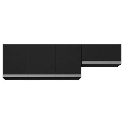 Conjunto De Armários Aéreo Lux 120cm E 60cm 100% Mdf Preto