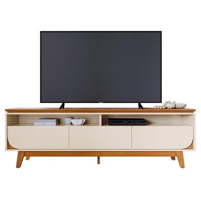 Rack Bancada Selene Cinamomo/off White Para Tv Até 75” - Madetec