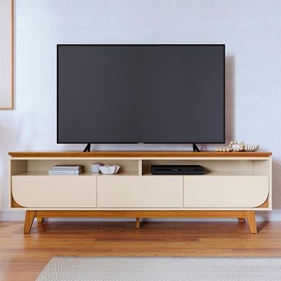 Rack Bancada Selene Cinamomo/off White Para Tv Até 75” - Madetec