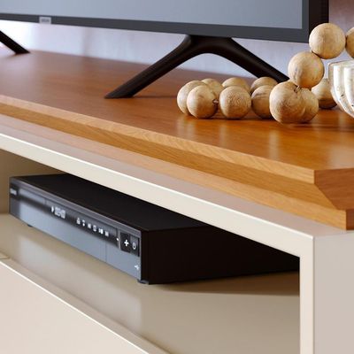 Rack Bancada Selene Cinamomo/off White Para Tv Até 75” - Madetec